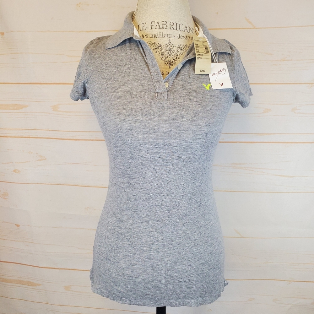 American Eagle Gray Polo Shirt
